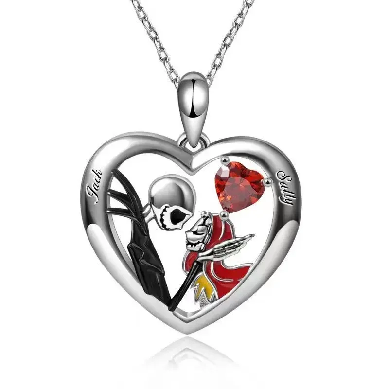 DisneyThe Nightmare Before Christmas-Collier de cou, en forme de cœur, tête de mort, bijoux sacrés, pull JOLover