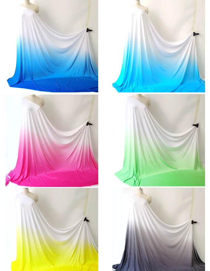 50cm*148cm White Ombre Colorful Knit Spandex Fabric 4 Ways Stretch High Stretchy Material