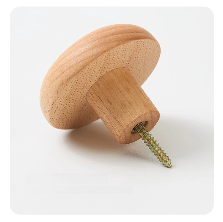 Scandinavian Solid Wood Handle Clothes Hook Coat Hook Wall-mounted Hook Punch-free Door Clothes Hanger Pebble Shape Cabinet Door