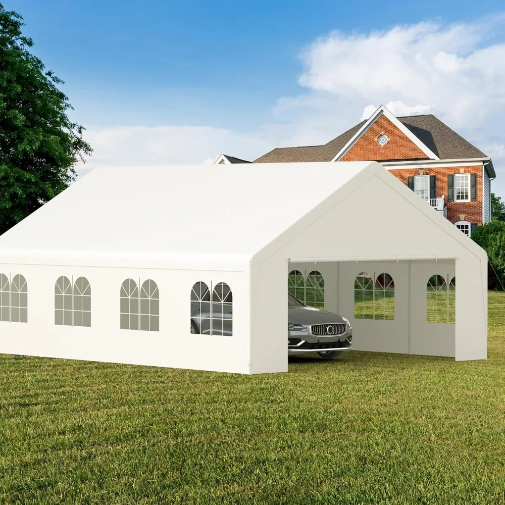 

20' x 26' Carport Roll-up Visual Windows, Reinforced Party Tent Removable Sidewalls &Doors Parties, Outdoor Events, Car Canopy