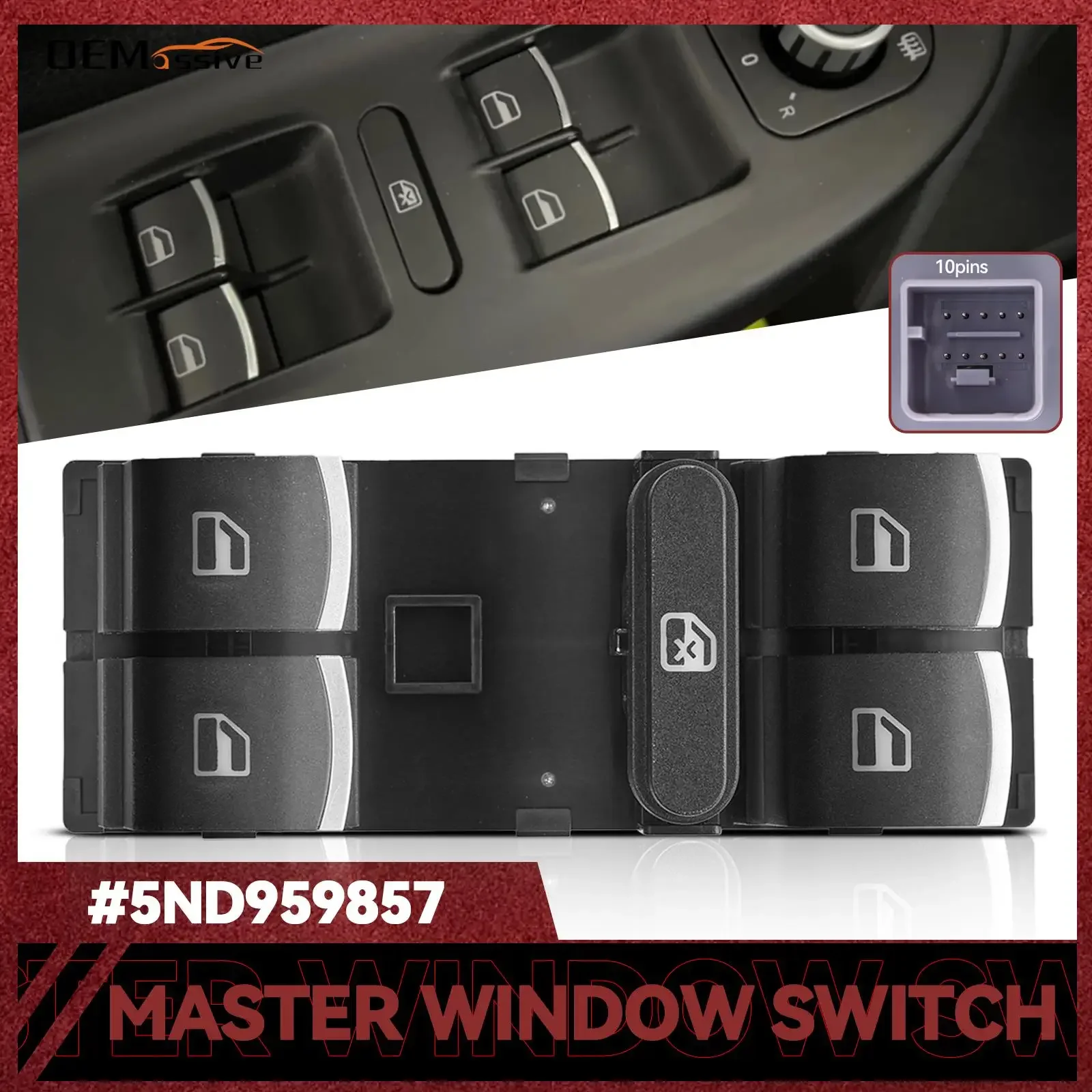 

Для VW Touran Tiguan Passat B6 B7 CC Golf Mk5 MK6 Jetta III переключатель управления главным стеклом со стороны водителя, хром 5ND959857