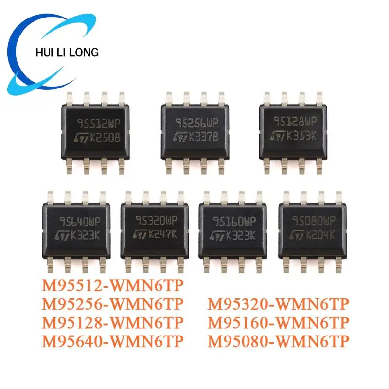 5Pcs M95512 M95256 M95128 M95640 M95320 M95160 M95080 WMN6TP SOP-8 512Kbit 256Kbit 3SPI bus EEPROM chip with high-speed cloc