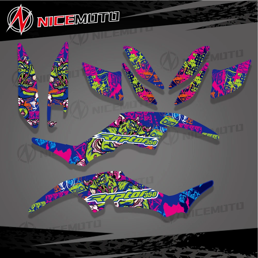 For Yamaha YFM 350 Raptor 350 2004-Present ATV Full Set Graphics Background Decals Sticker Kit Customize Protector Stickers