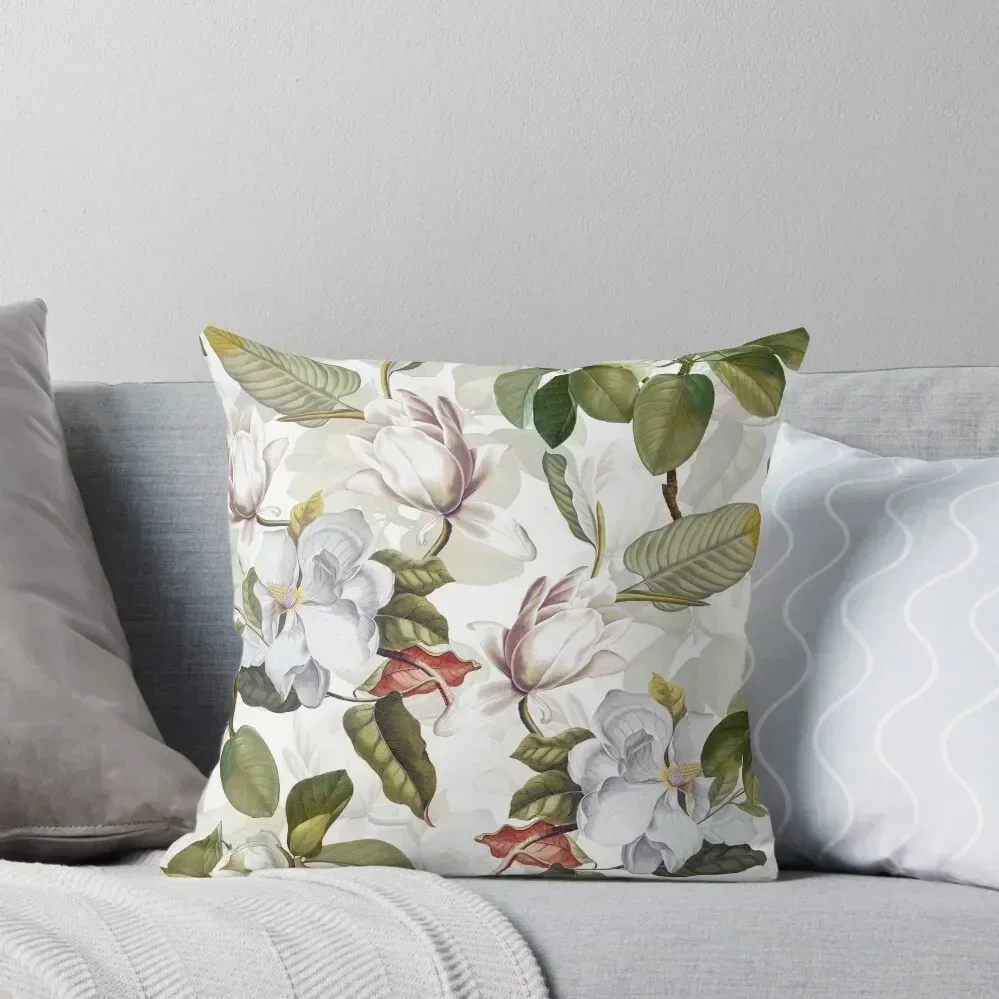 

Vintage White Magnolia Botanical Garden Throw Pillow Luxury Pillow Case Decorative Cushions Sitting Cushion pillow