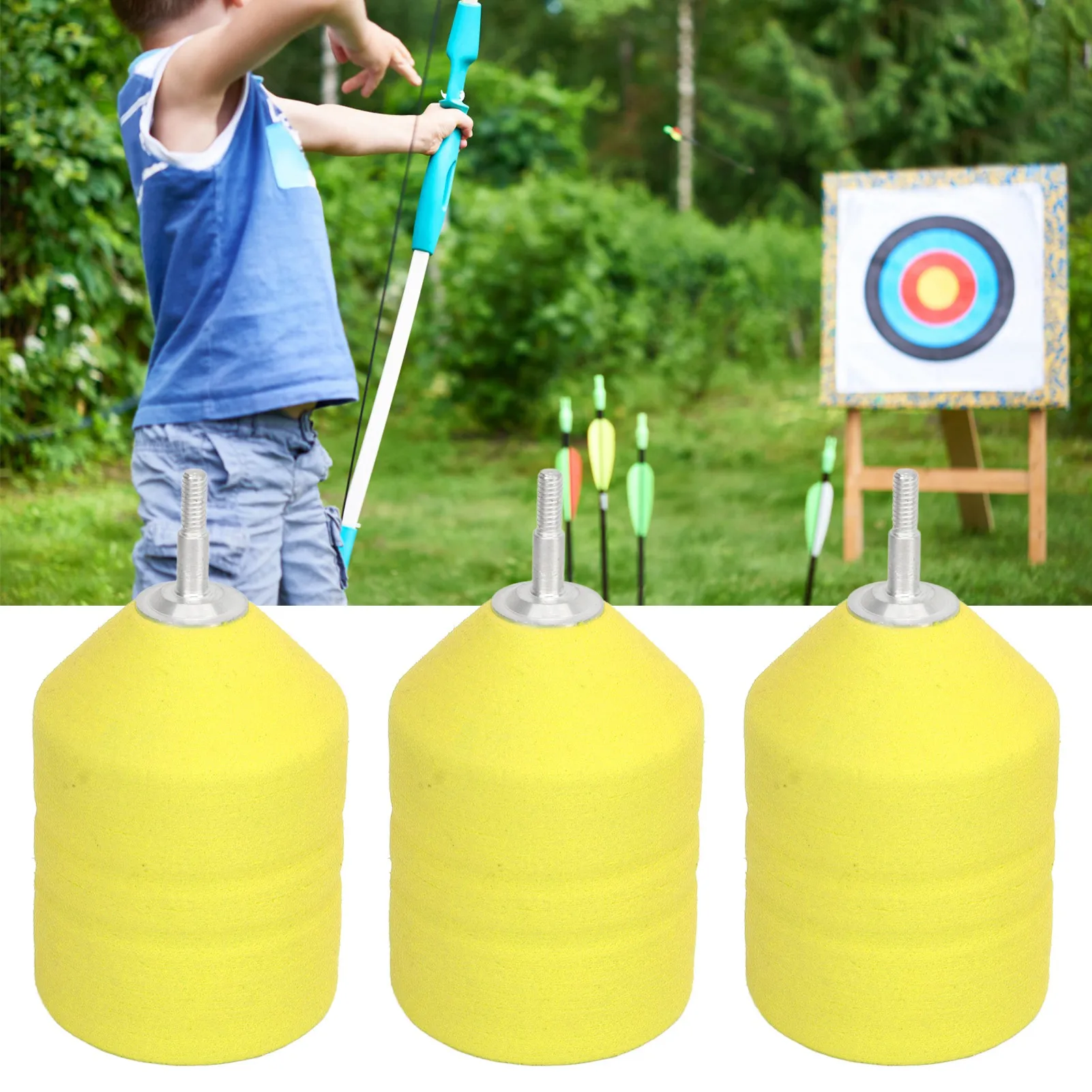 ZK30 3PCS Foam Tipped Arrows EVA Aluminium Alloy Archery Training Accessory for Archery Battle Tagging Game Yellow