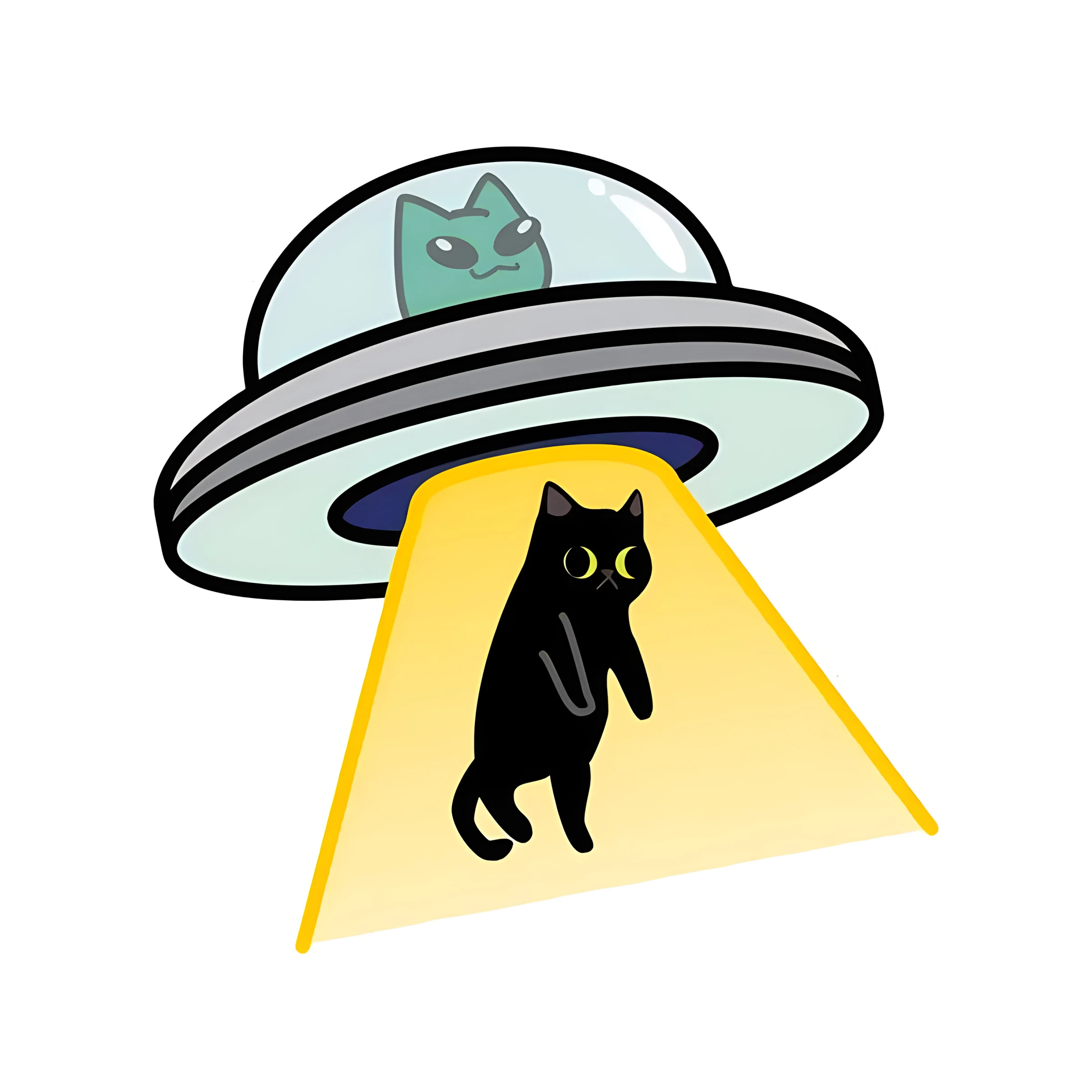 1PC Cute Animal Cat UFO Creative Vinyl Waterproof Decal Sticker For Cars, Laptops, Walls Windows, Bumper