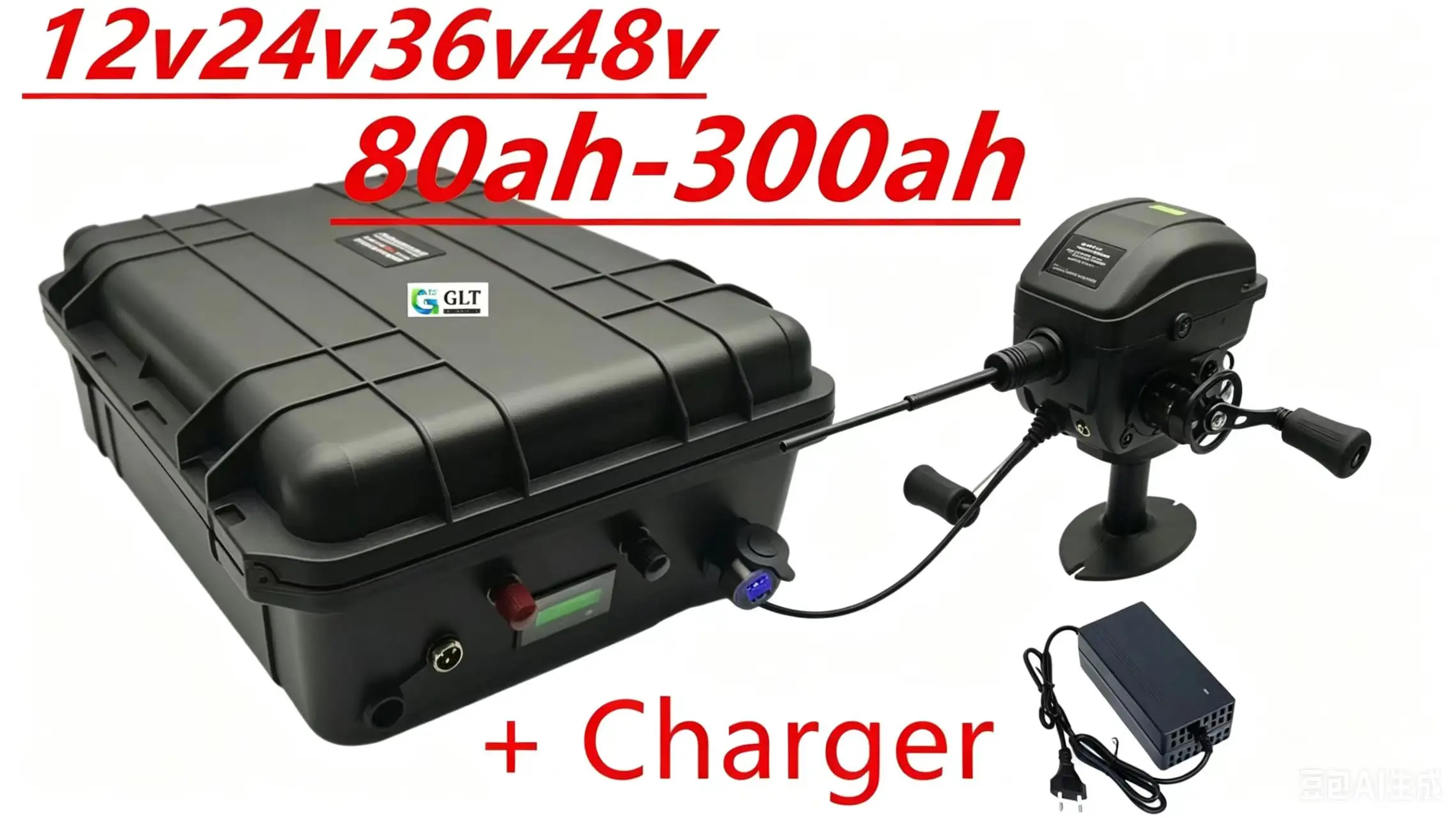 Waterproof Lifepo4 Battery BMS inside 24V 36V 100Ah 120Ah 150Ah 200Ah for Trolling Motor Boat RV with Charger