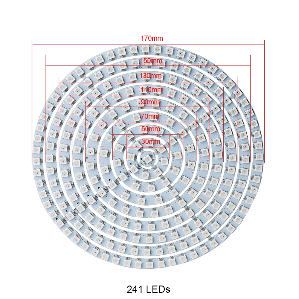 WS2812B Modules DIY RGB LED Ring 241 Pixels Modules SK6812 5050 Built-in RGB Addressable LED Circle Arduino Ring DC5V