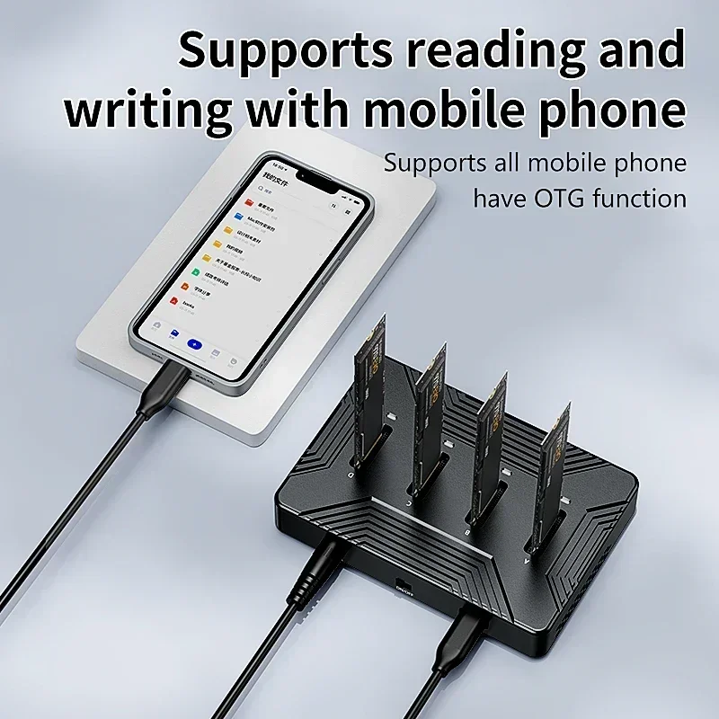 محطة إرساء US.EU Blueendless 4 Bay m2 SSD من النوع C USB3.1 10Gbps m.2 NVME SATA ngff بروتوكول مزدوج من سبائك الألومنيوم SSD