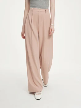 FSLE【2 kolory】 damskie spodnie garniturowe pełnej długości wysokiej talii czarne wszystkie mecze długie spodnie ze skośnym splotem jesienne spodnie 24FS13182