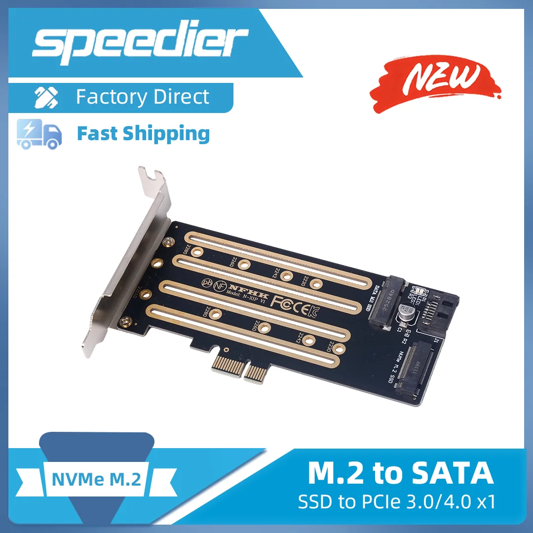 NVMe M.2 SSD To PCIe 3.0 4.0 X1, SATA M.2 SSD To SATA Dual-purpose Adapter Card
