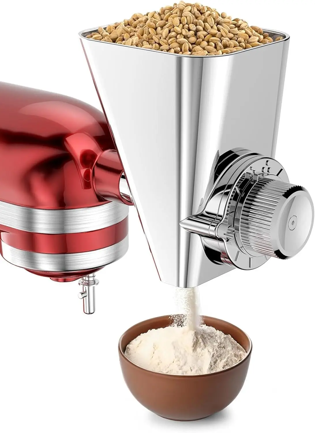 All Metal Grain Mill Attachment for KitchenAid Stand Mixer, 10 Levels, Flour Mill, Fit for Non-Oily Dry Grain Corn,Buckwheat