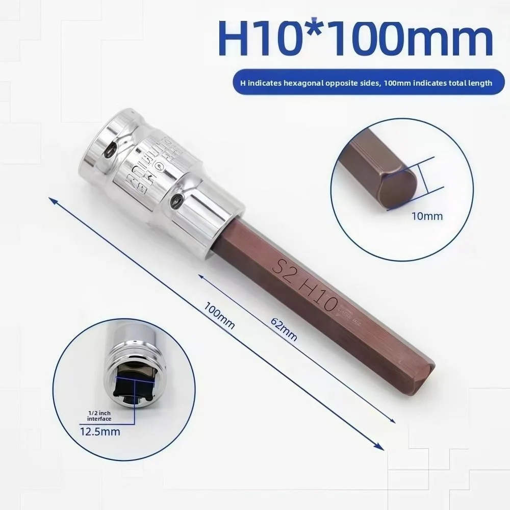 

1/2‘ Drive Hex Bit Sockets Alloy Steel Durable DisassemblyTool Socket Metric 4-14mm Joint Hexagonal Remover Repair Tools