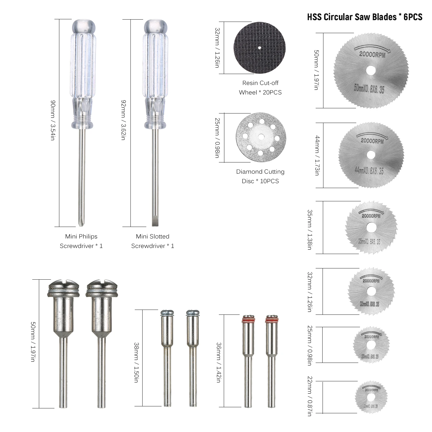 Zestaw 45 mini tarcz tnących do pilarki tarczowej, tarcze szlifierskie, tarcze tnące do narzędzi z przezroczystym etui.