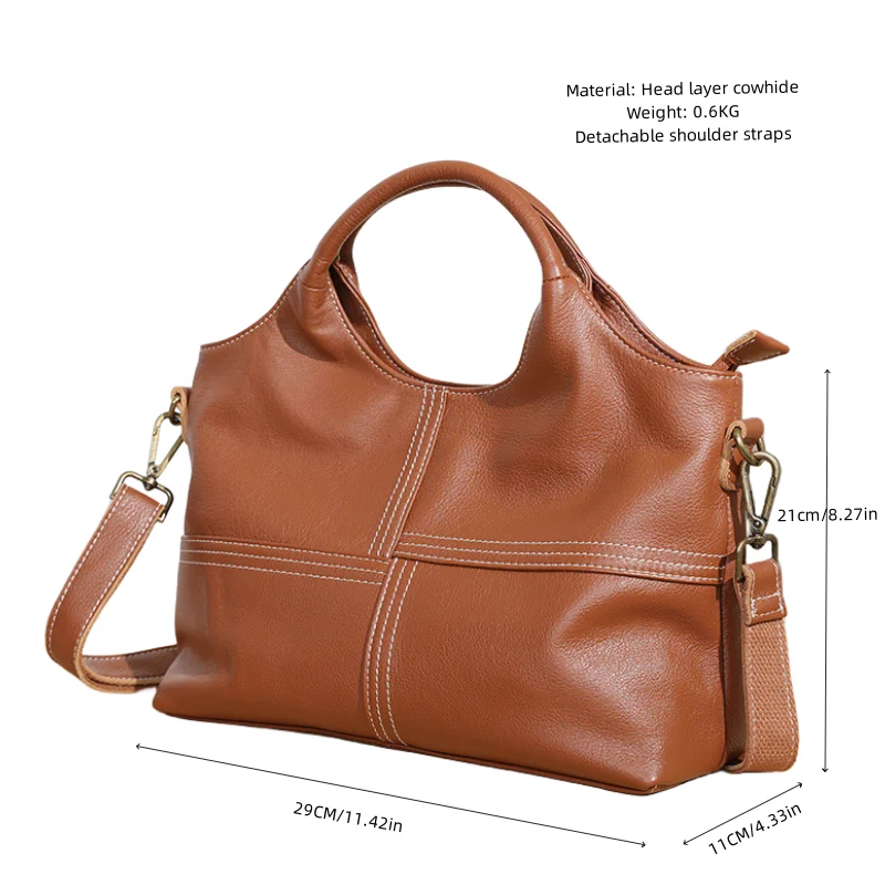 New Genuine Leather Women\'s Bag Casual and Simple Soft Cowhide Purses Handbag Top Handle Tote Satchel Ladies Crossbody Bags