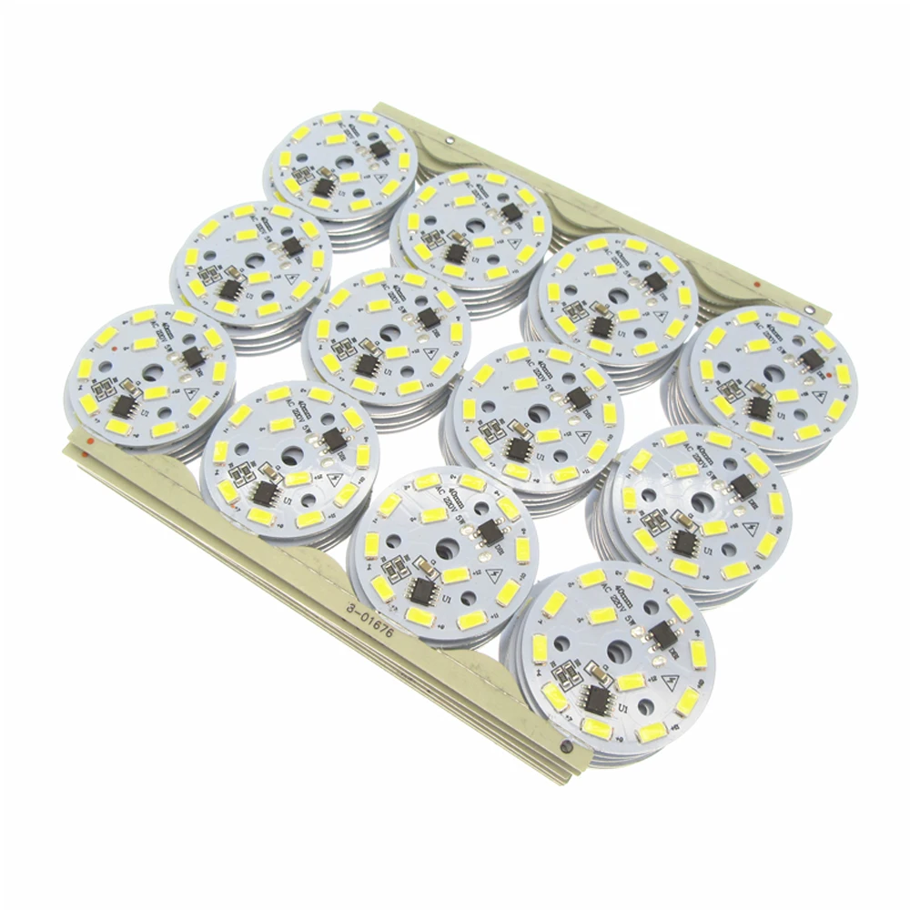 Módulo LED AC220V SMD5730, lámpara de aluminio PCB con controlador IC inteligente, fuente de luz cálida/blanca, 3W, 5W, 7W, 10W, 12W, 15W, 18W, 24W, 5 piezas