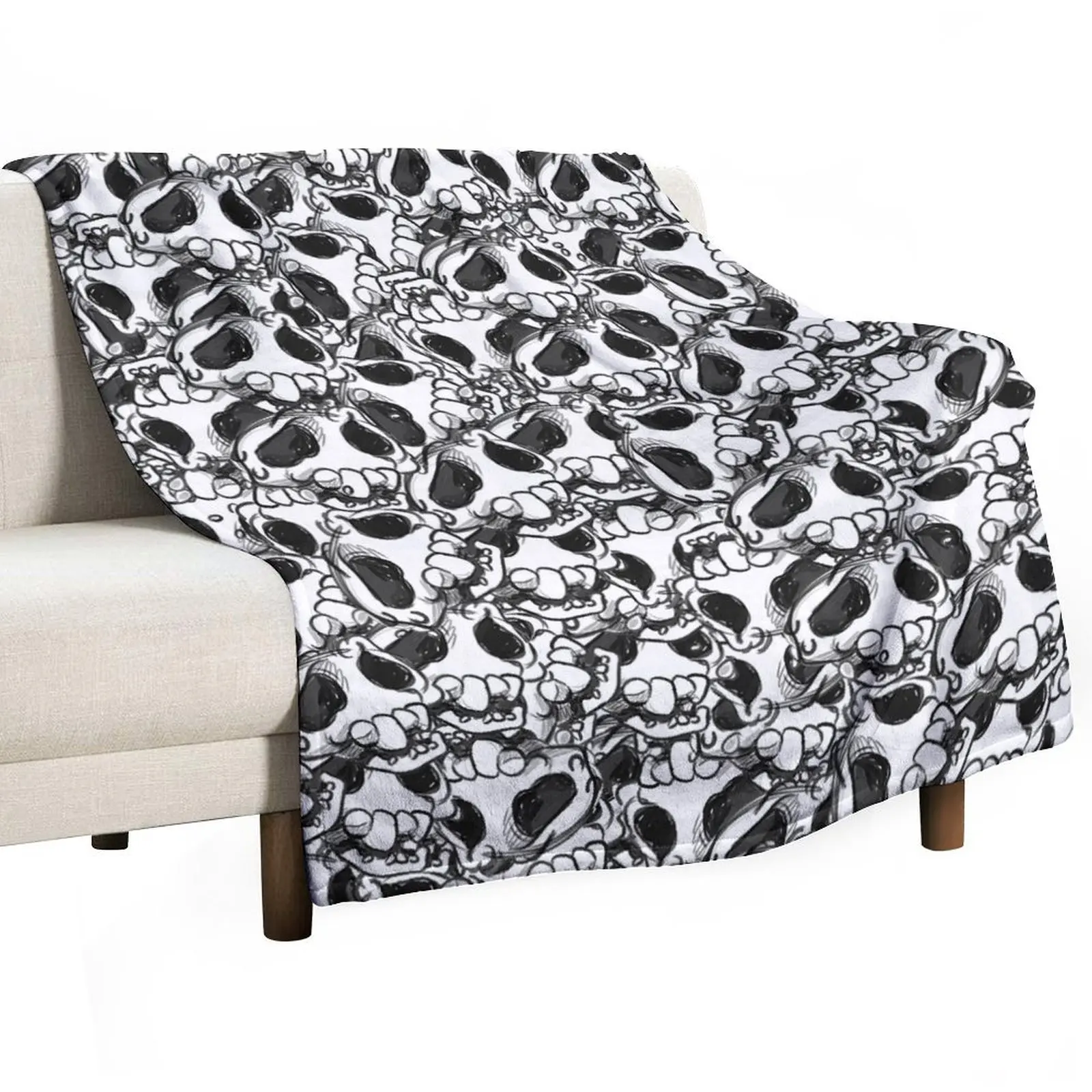 Skully Flustered skeleton reaper Throw Blanket Bed linens Soft Plush Plaid Soft Big Blankets