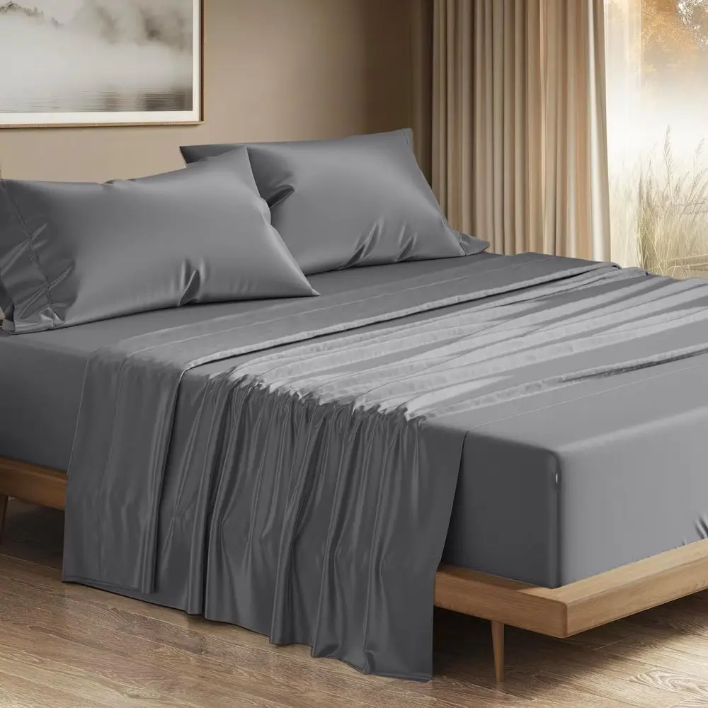 

Комплект постельного белья King Size из 100% египетского хлопка - Роскошные простыни King Size из египетского хлопка с плотностью 1200 нитей, глубина кармана 17 дюймов, Sot, Coolin