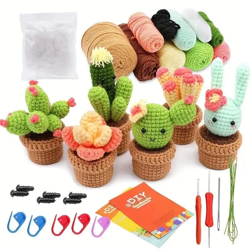 

Plants Crochet Kits Knitting Kit with Step-by-Step Video Tutorials, Crochet Yarn DIY Beginner Crochet Kit 25081901