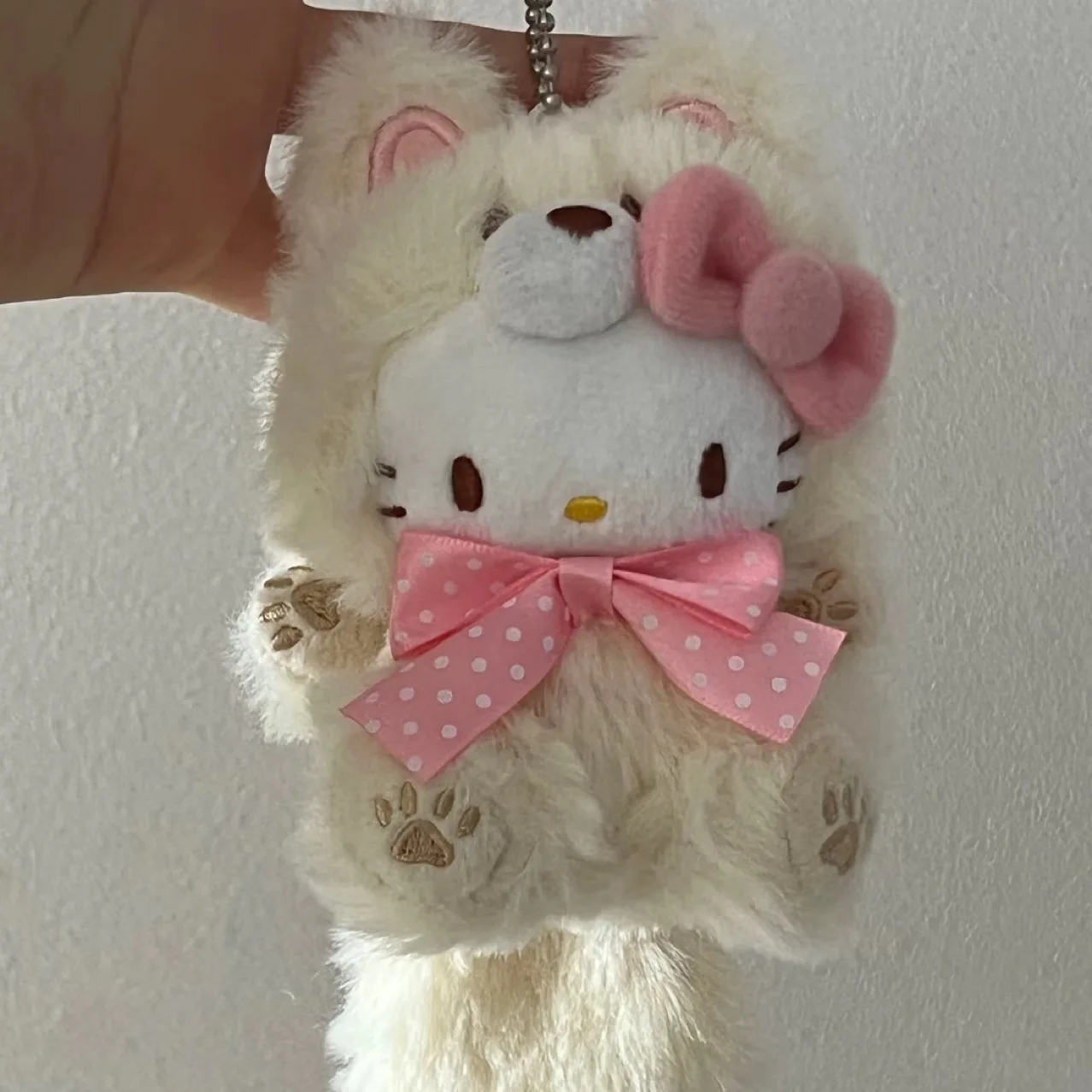 

Sanrio Hello Kitty Bear Hood Plush Keychain Cute Stuffed Doll Bag Pendant Gift