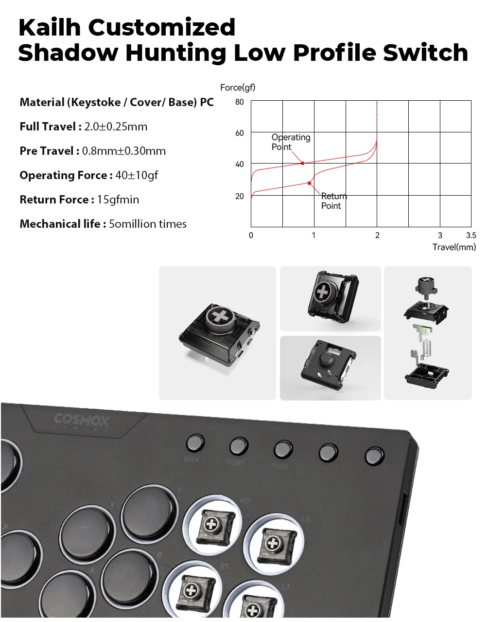 Haute42 M-Ultra Gen 2 Aluminium-Legierung Hebellos-Arcade-Stick Hitbox-Controller für PC/PS4/PS5 Arcade-Hebellos-Controller – Detail 7