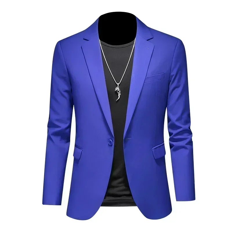 Fashion Men\'s Business Casual Blazer Black White Red Green Solid Color Slim Fit Jacket Wedding Groom Party Suit Coat M-6XL