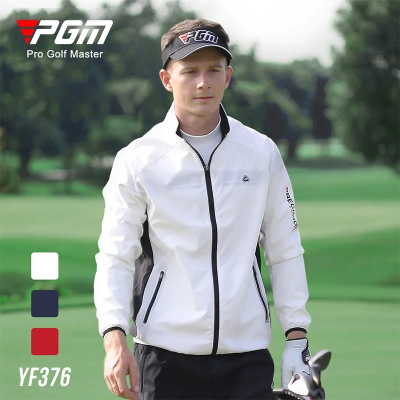 PGM Men Waterproof Golf Jacket Windproof Long Sleeve Coat Autumn Male Full Zipper Windbreaker Spring Casual Quick Dry Sport Coat