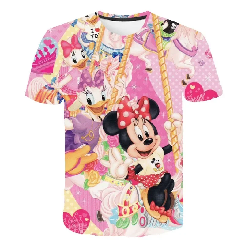 2024 Disney Mickey Mouse 3d Print T Shirts Costumes Girls Tops Tees Clothes Children Short Sleeves Casual Tee-Shirt