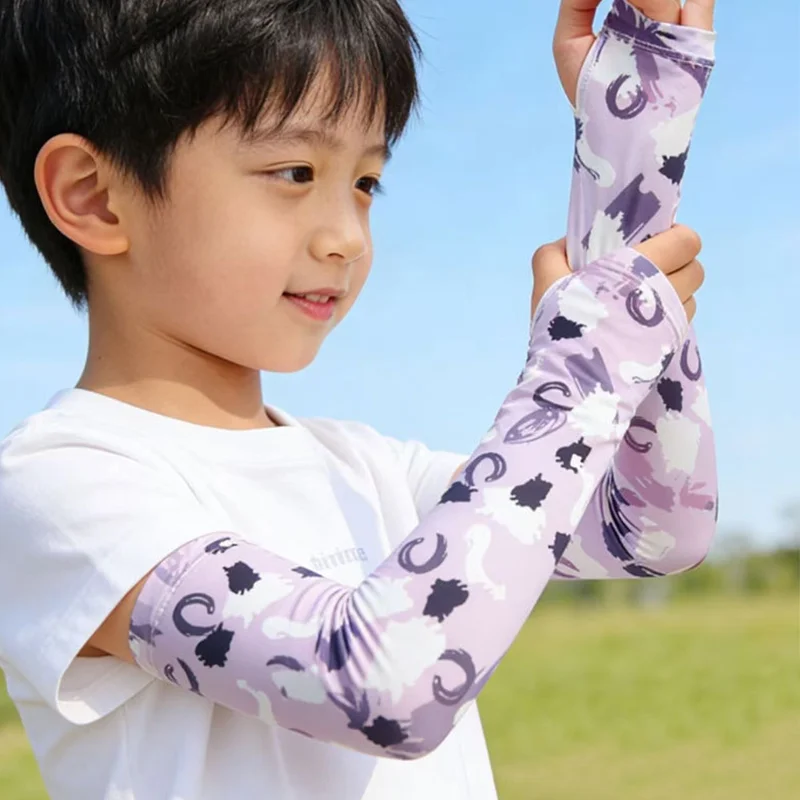 Outdoor Arm Sleeves Children Breathable Adjustable Cuff Anti Slip Sport Arm Sleeves Kids UV Protection Summer Running Arm Cover image 2