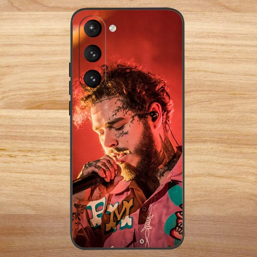 Singer P-Post M-Malone Phone Case for SamsungS24,S23,S22,S21,S20 Ultra Pro S10,S30Plus,20 Ultra Black Cover