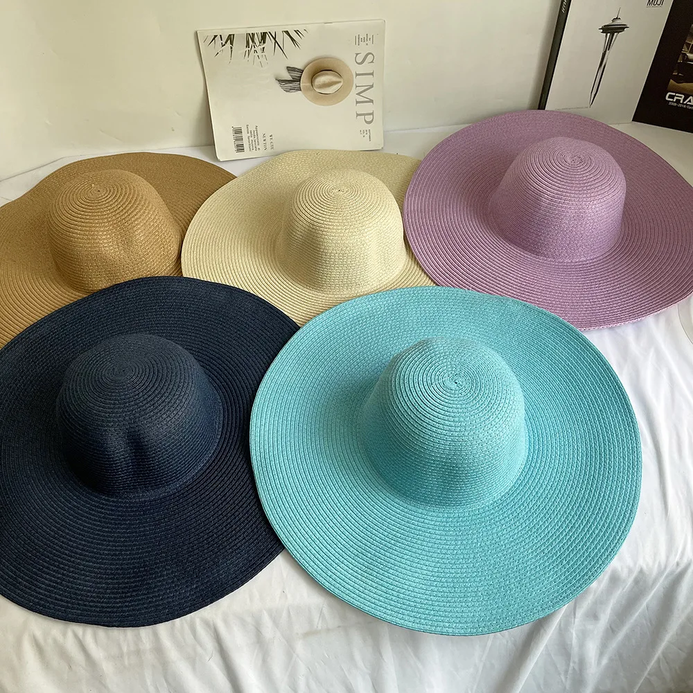 Big Brim Sun Protection Unisex Beach Hat Shading Women Men Summer Outdoor Foldable Straw Hat Jazz Cap Panama Hat rollable hat