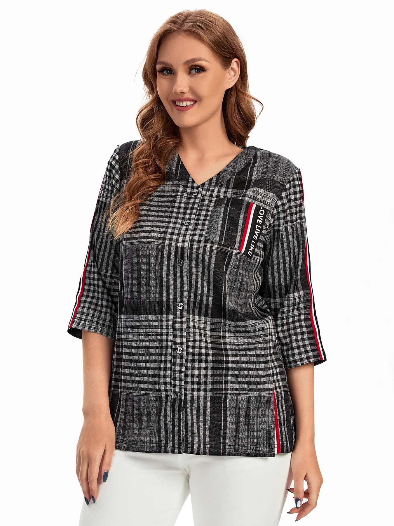 قميص نسائي منسوج للربيع والصيف مقاس كبير