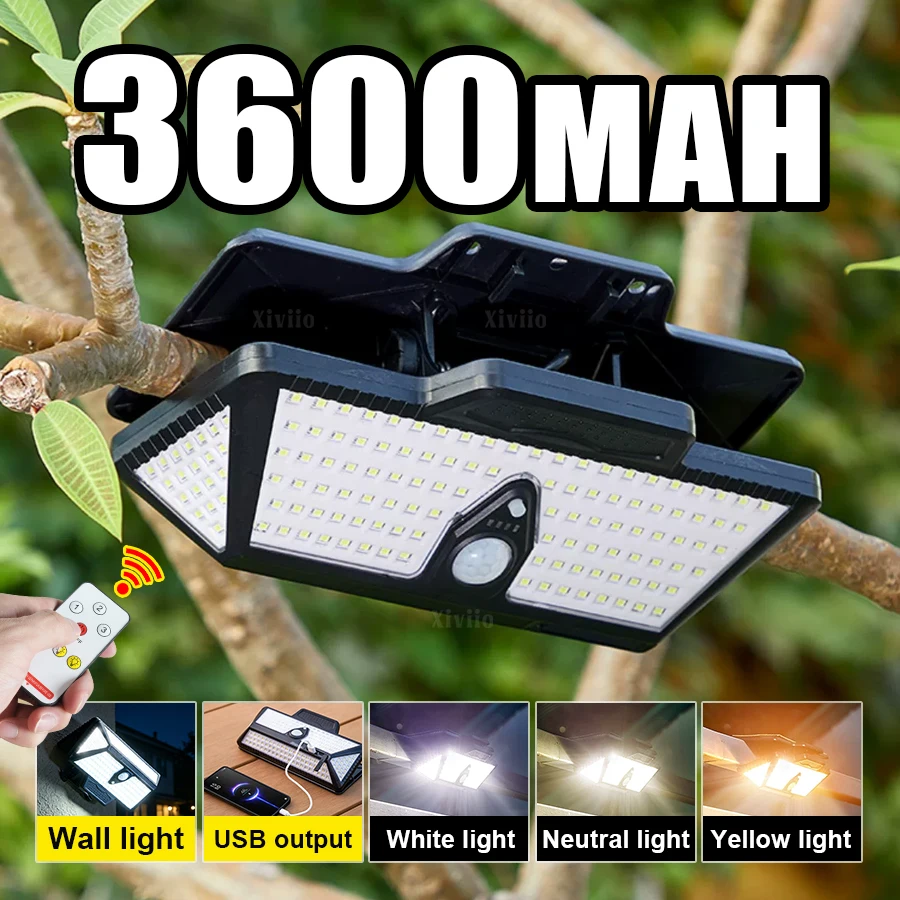 208LED Larger Solar Clip Lights Outdoor Courtyard Super Bright Motion Sensing Clip-on Solar Lights Garden Fence Outdoor Lighting