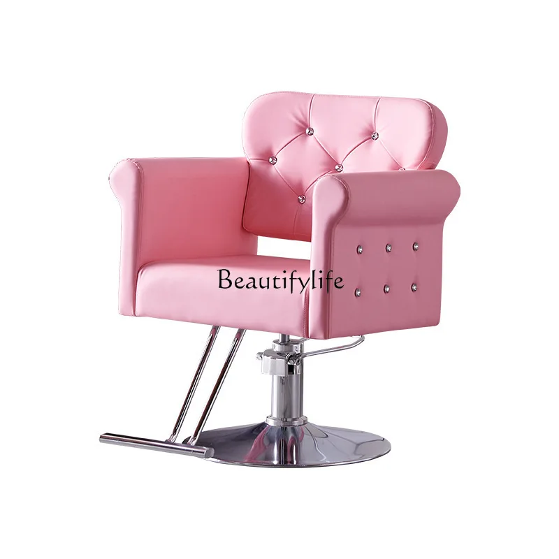 

*2023 new hair salon barber chair pink light luxury barber shop lift chair