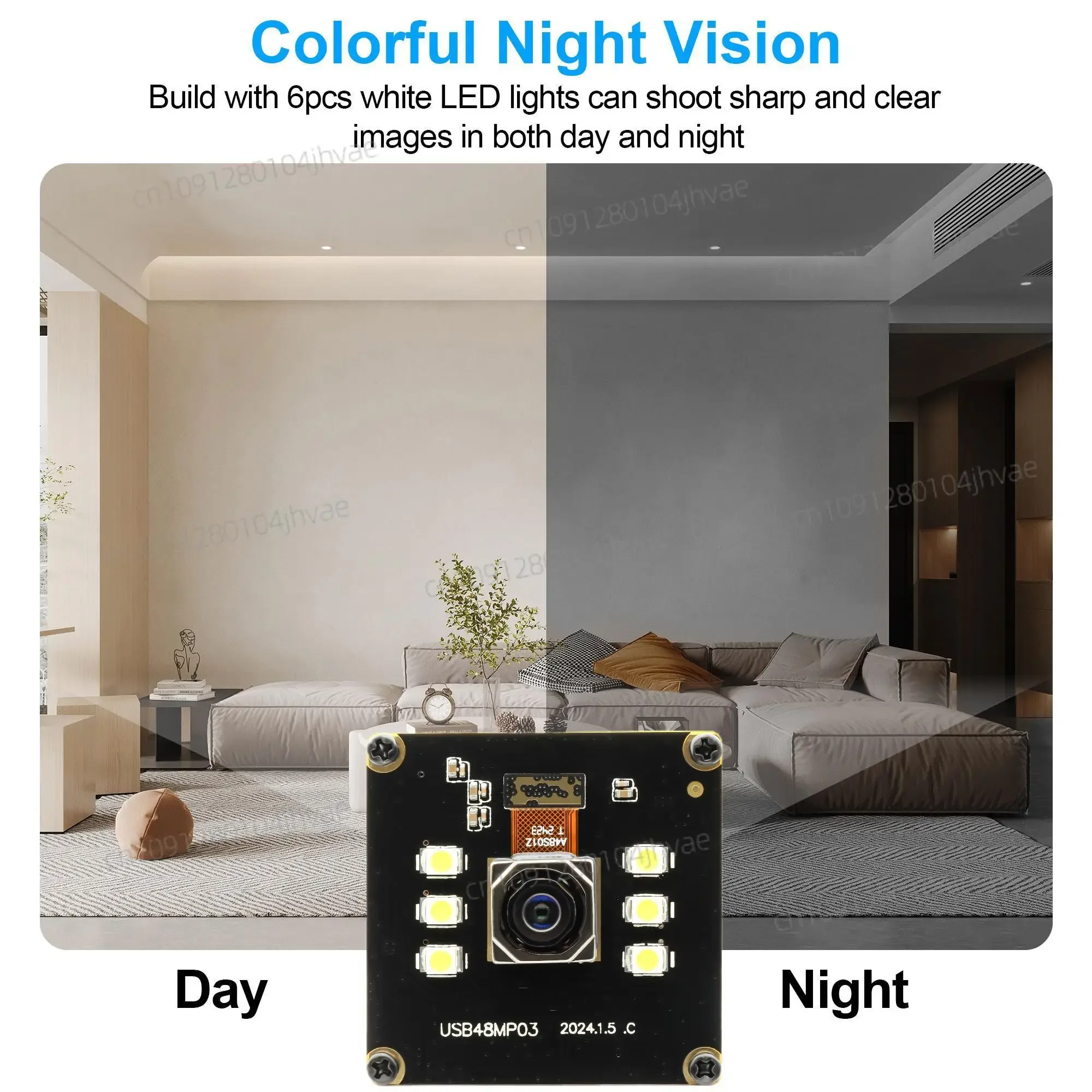 NEW ELP 48MP Autofocus USB Webcam with 100° Wide Angle Day & Night Vision White LED Light Mini Camera Module for Enhanced Protec