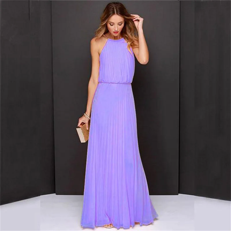 Sexy donne eleganti Boho Club Dress estate senza maniche Halter Bandage abito lungo Ladies Party damigelle d'onore Maxi abiti