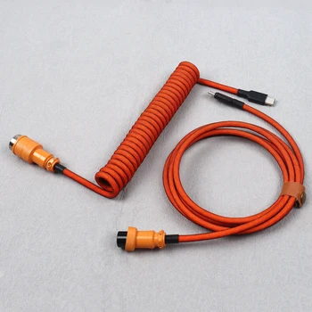 C'den C'ye Stil Sarmal Kablo C Tipi Mekanik Klavye Usb C Veri Kablosu GX16 Aviator Masaüstü Bilgisayar Havacılık Konektörü