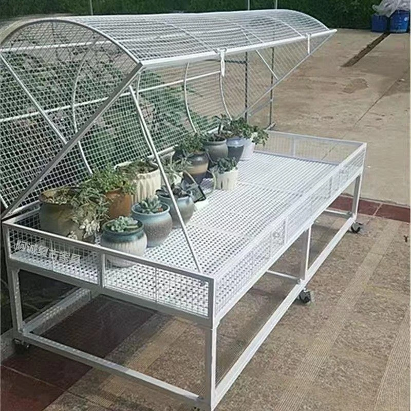 Simple flower pot succulent movable wrought iron mesh bird-proof flower stand