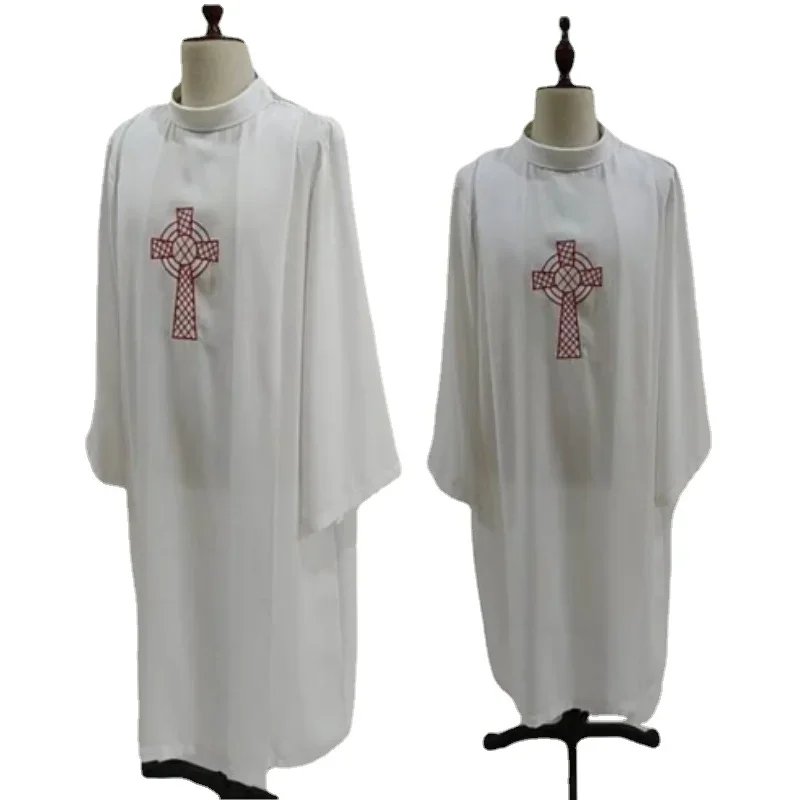 Vestuário liturgico da igreja clero alb sacerdote branco vestimenta adoração albs robe vestido roupas cléricas pastor sacerdote