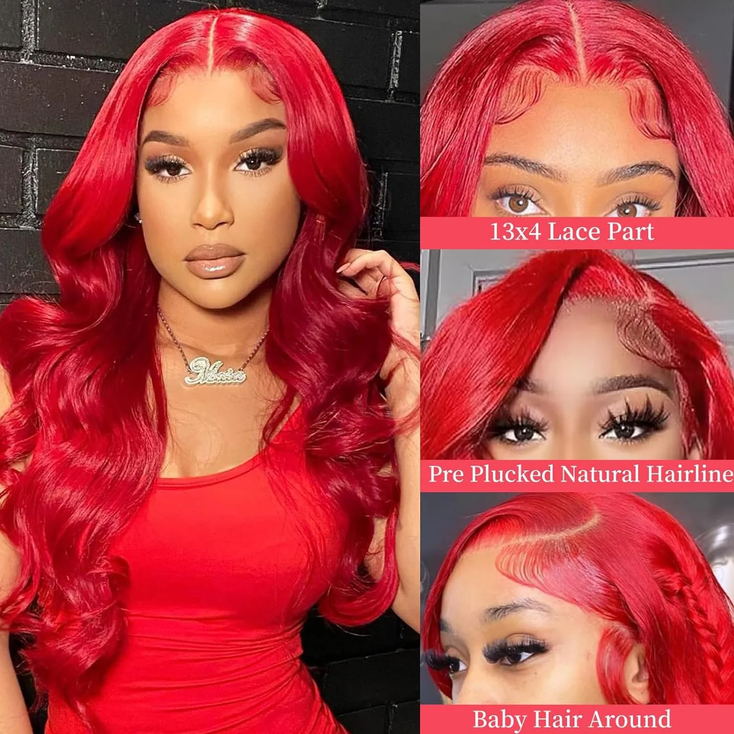 Brazilian 30 32 Inches Red Body Wave 13x4 HD Transparent Lace Front Human Hair Wigs 200% Color 13x6 Lace Frontal Wig For Women