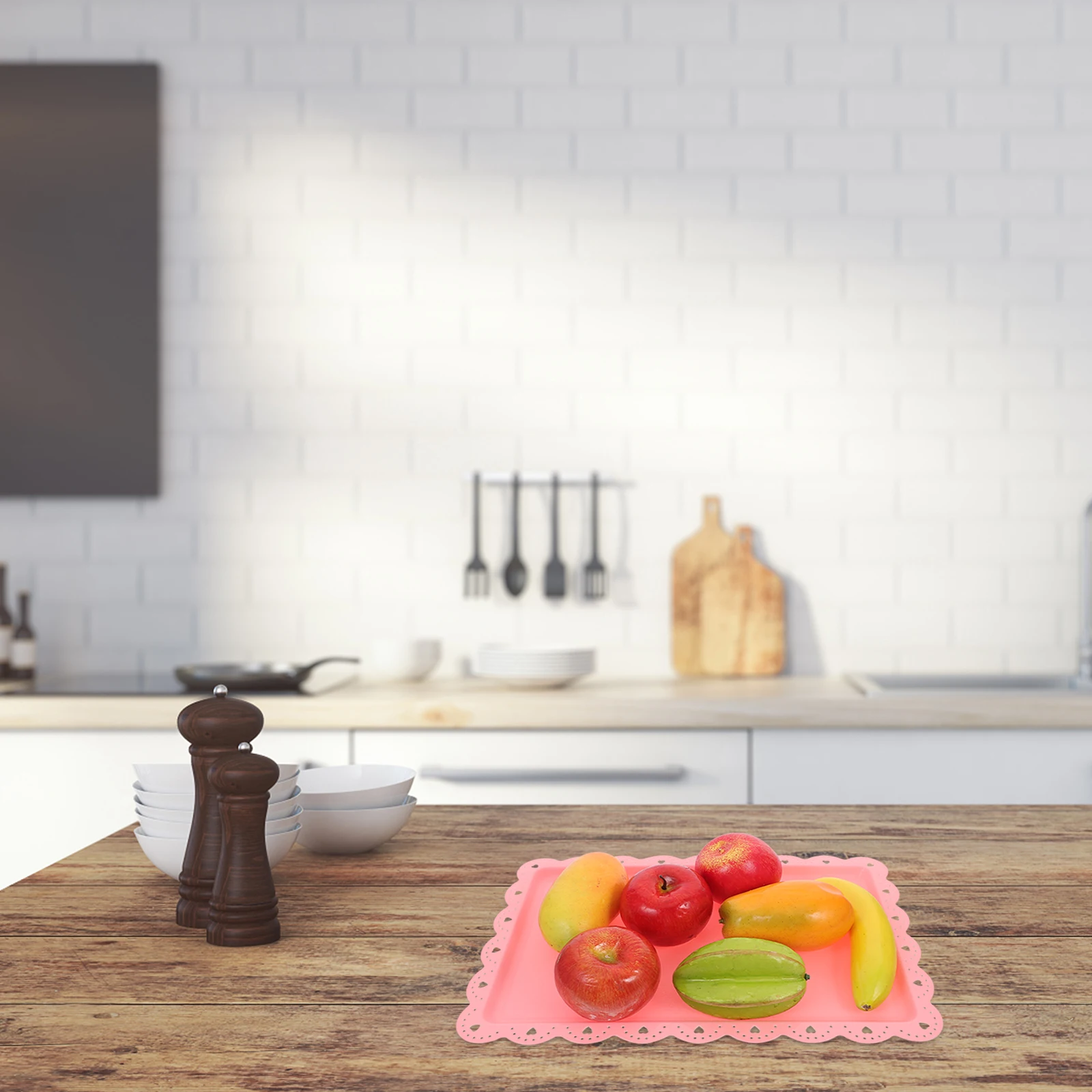 

8pcs Decorative Tray Household Fruit Plate Sushi Large Trays Serving Food Pink Appetizer Stylish Plastic Versatile
