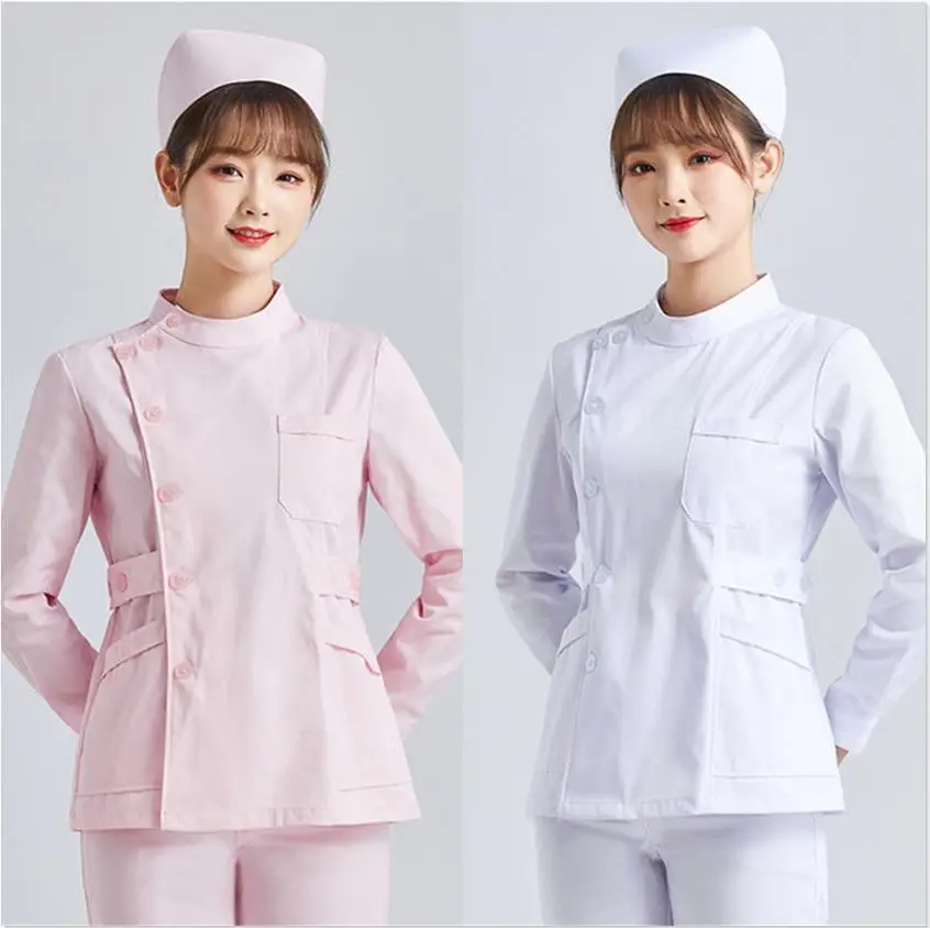 Bianco manica corta Scrub uniformi donne Pet toelettatura clinica vestiti di cura abbigliamento da lavoro infermiere Scrub lavoro rosa uniforme medica