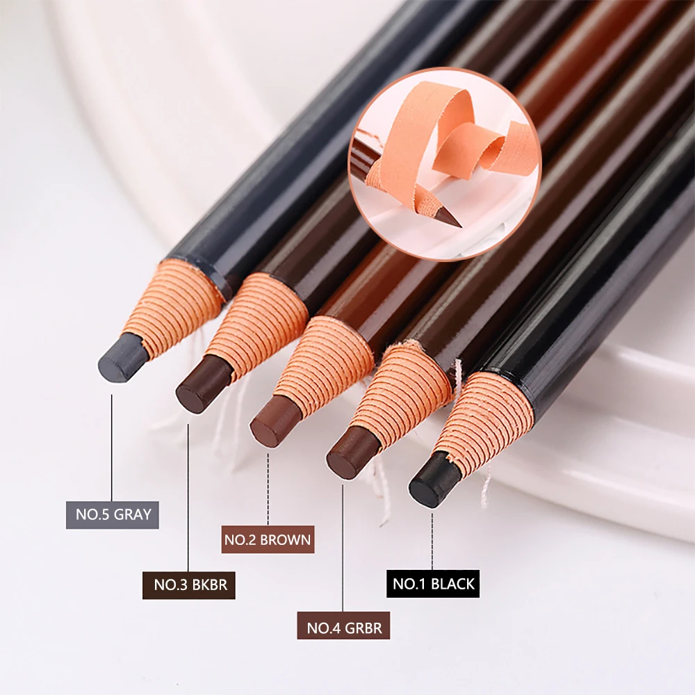 Eyebrow Pencil With Sharpener 4Pcs Brow Trimmer Blade Microblading Supplies Set Eyebrows Sharpening Tip Thin Art Makeup Tools