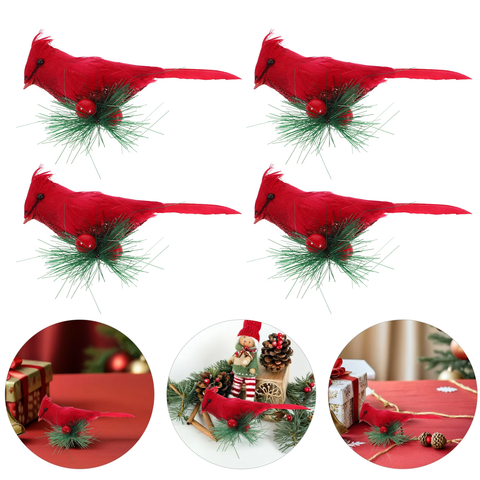 

10Pcs Christmas Red Cardinal Birds Artificial Clip on Foam Ornaments Realistic Birds Decoration for Tree Outdoor Garden Wreath