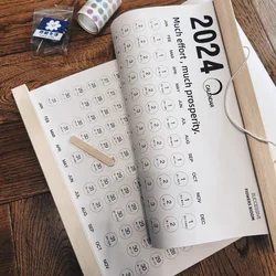 Calendario de pared de madera con hoja, planificador semanal para hacer lista, Agenda 2024, 2024
