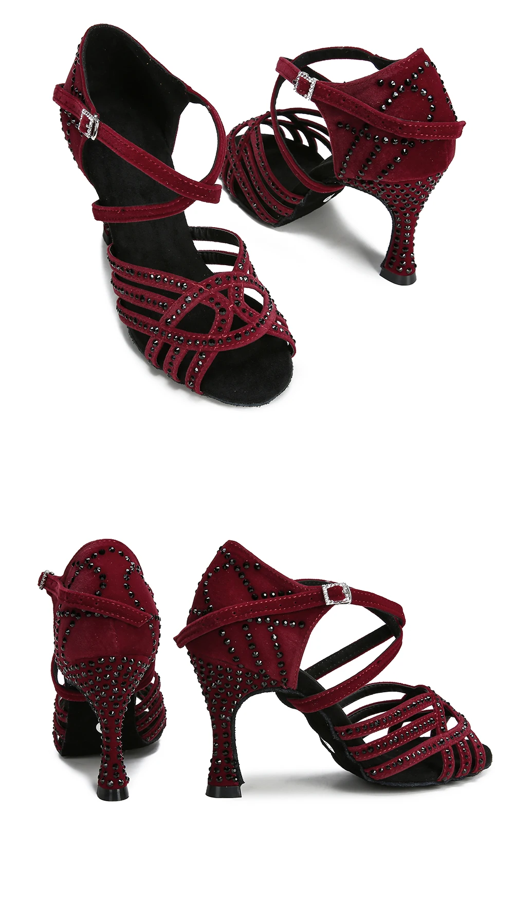 CINMIDY Damen Latein Tanzschuhe mit Strass Tango Ballsaal Tanzschuhe Damen Partyschuhe Hochzeitsschuhe 5CM-10CM – Detail 23