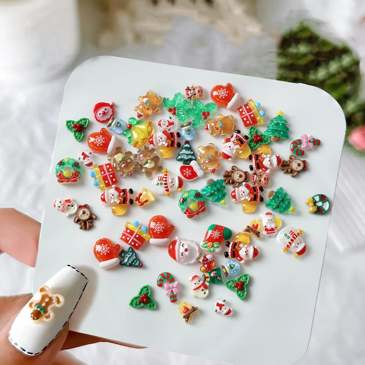 30 Uds estilo mixto 3D acrílico Navidad decoración de uñas accesorios piezas de resina para decoración de manicura suministros de uñas Material M