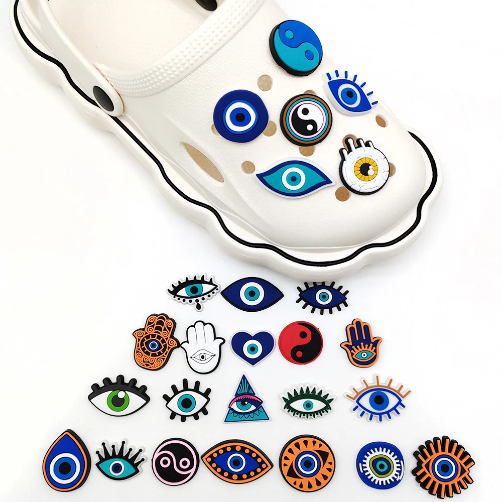 New 1-26pcs Shoe Charms PVC Tai Chi Clogs Shoes Decorate Fit Sandals Buckle Aceessories Girls Boys Gift