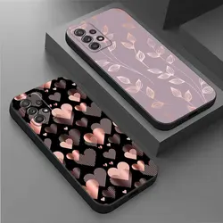 For Samsung Galaxy A55 Case A54 A52S A53 A51 A34 A35 A33 A32 A50 A72 A71 A30 A7 A9 Soft Cover Gold Pink Rose Leaf Glitter Hearts