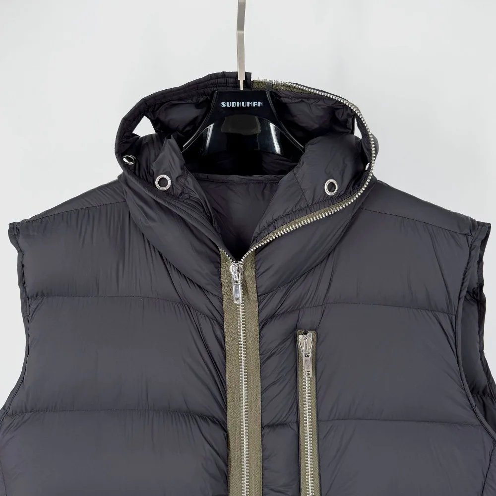 شارع العليا الظلام RO نمط أسفل سترة الرجال القرش تصميم الذرة مثقب سستة أكمام هود الدافئة أوزة أسفل سترات سترة